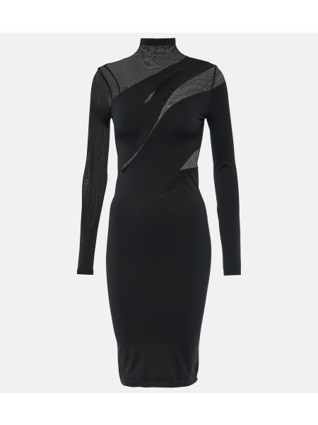 Прозрачное непрозрачное платье миди Wolford черный