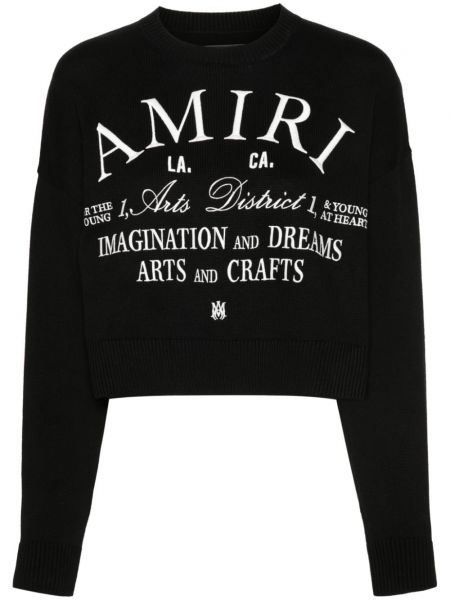 Bavlněný svetr s výšivkou Amiri černý