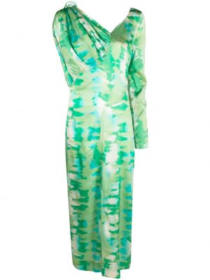 Svilena koktejl obleka Ganni zelena