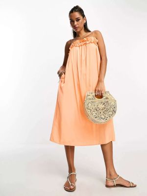 Платье с рюшами Lola May оранжевое