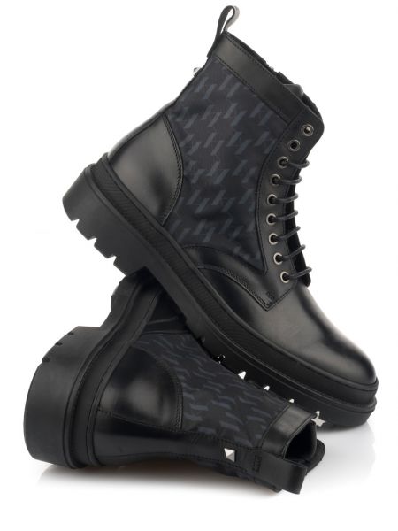 Krajkové kotníkové boty Karl Lagerfeld černé