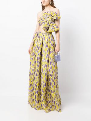 Květinové dlouhá sukně s potiskem Bambah žluté
