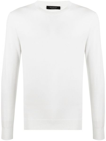 Jersey de punto de tela jersey de cuello redondo Ermenegildo Zegna blanco