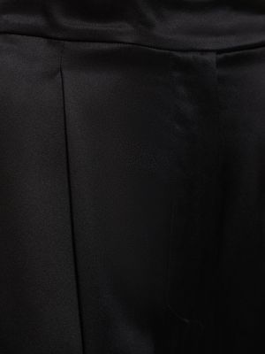 Hedvábné saténové kalhoty relaxed fit Max Mara černé
