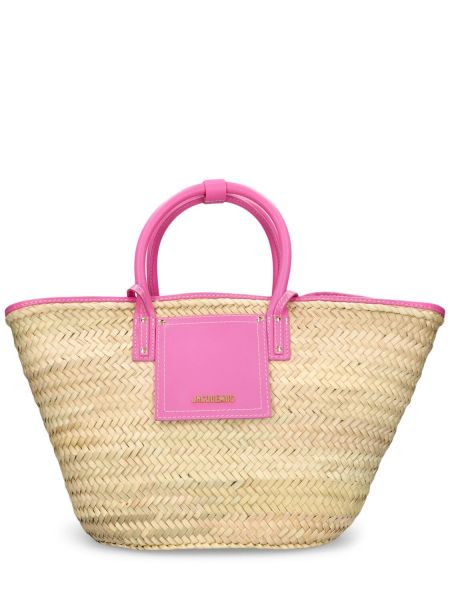 Bolso shopper de cuero Jacquemus rosa