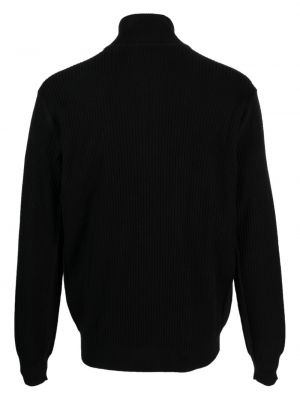 Vlněný svetr s výšivkou na zip Giorgio Armani černý