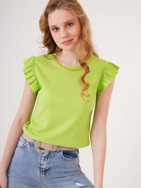 Плетена блуза Bigdart зелено