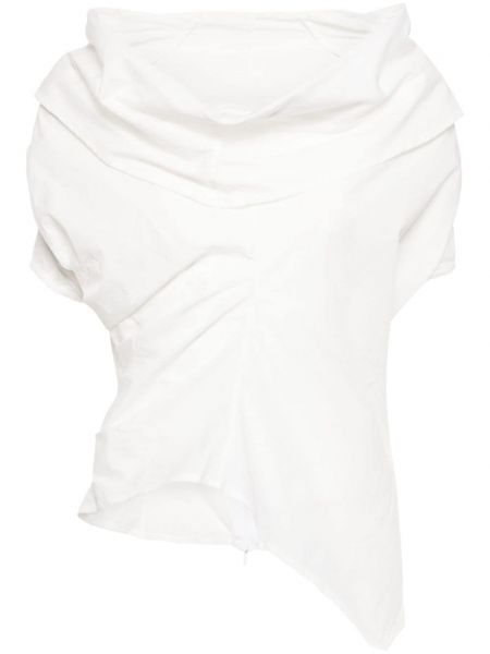 Asimetrična bombažna bluza z draperijo Marc Le Bihan bela