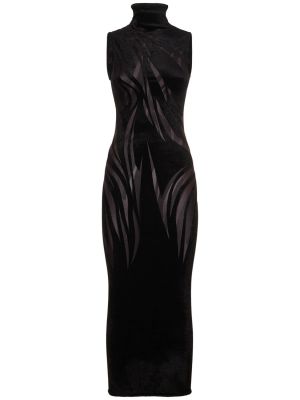 Βελούδινη μίντι φόρεμα από τούλι Mugler μαύρο