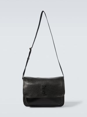 Usnjena usnjena crossbody torbica Saint Laurent črna