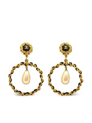 Náušnice s perlami Chanel Pre-owned zlatá
