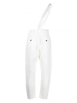 Pantalon taille haute en lin Isabel Benenato blanc