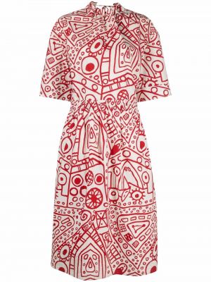 Bavlněné šaty s potiskem s abstraktním vzorem Colville bílé
