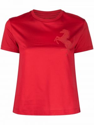 T-shirt à imprimé Ferrari rouge