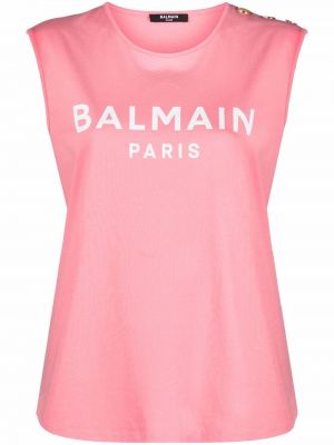 Tank top med print Balmain rosa