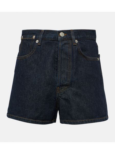 Shorts di jeans a vita alta Dries Van Noten blu