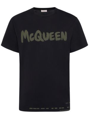Βαμβακερή μπλούζα Alexander Mcqueen μαύρο