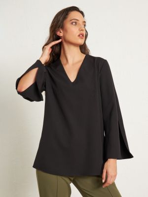 Блуза с v-образно деколте Gusto черно