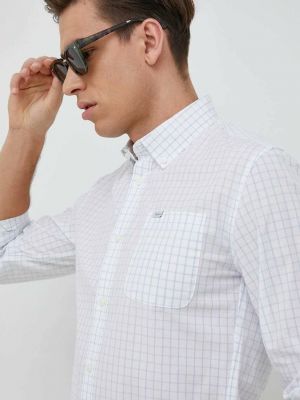 Pepe Jeans pamut ing Larry férfi, legombolt galléros, fehér, slim