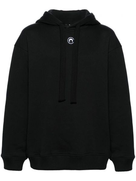 Pamučna hoodie s kapuljačom s printom Marine Serre crna