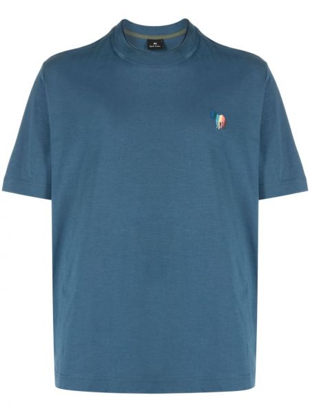 Medvilninis siuvinėtas marškinėliai Ps Paul Smith mėlyna
