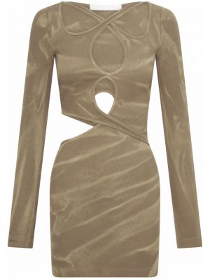 Bavlněné mini šaty s dlouhými rukávy Dion Lee - hnědá