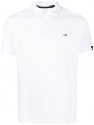 Памучна поло тениска бродирана Sun 68 бяло