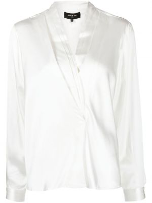 Jedwabna bluzka z dekoltem w serek Paule Ka biała