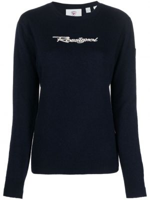 Pullover mit stickerei mit rundem ausschnitt Rossignol blau