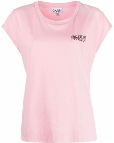 Camiseta con estampado Ganni rosa