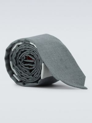 Шерстяной галстук с четырьмя полосками Thom Browne серый
