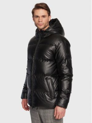 Kožená bunda z imitace kůže Karl Lagerfeld černá