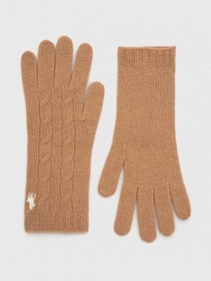 Rękawiczki wełniane Polo Ralph Lauren beżowe