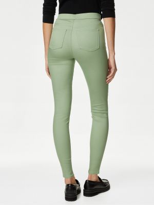 Skinny džíny s vysokým pasem Marks & Spencer zelené