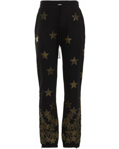 Pantaloni sport din piele din jerseu cu stele Amiri negru