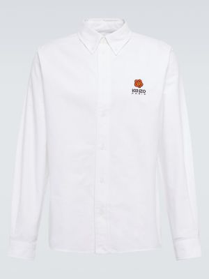 Květinová bavlněná košile Kenzo bílá