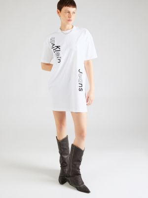Džinsinė suknelė oversize Calvin Klein Jeans balta