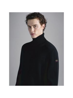 Jersey cuello alto de lana de tela jersey Paul & Shark negro