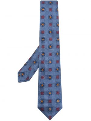 Жакардова копринена вратовръзка Kiton синьо