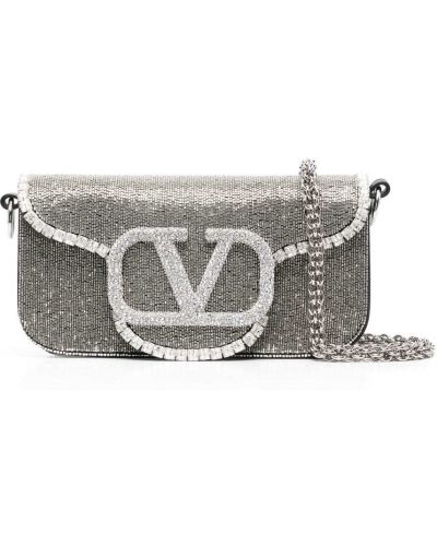 Brodert mini bag Valentino Garavani sølv