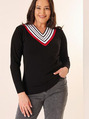 Pruhovaný sveter s výstrihom do v By Saygı
