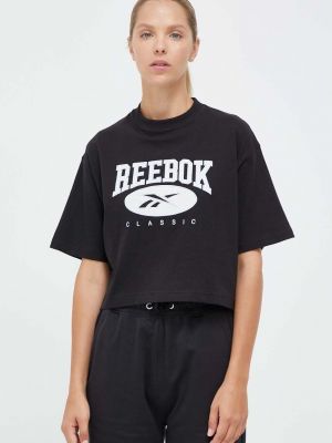 Haftowana koszulka bawełniana Reebok Classic czarna