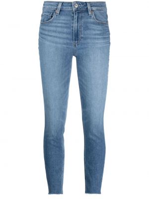 Bavlněné skinny džíny s knoflíky na zip Paige - modrá