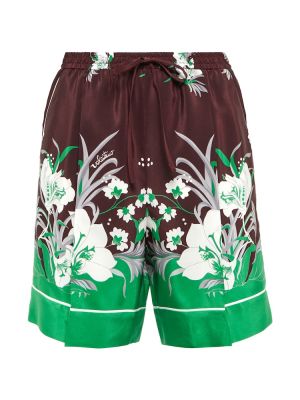 Shorts en soie à fleurs Valentino vert