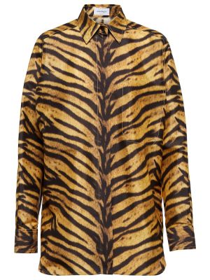 Svilena srajca s potiskom s tigrastim vzorcem Ferragamo