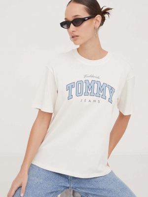 Тениска Tommy Jeans бежово