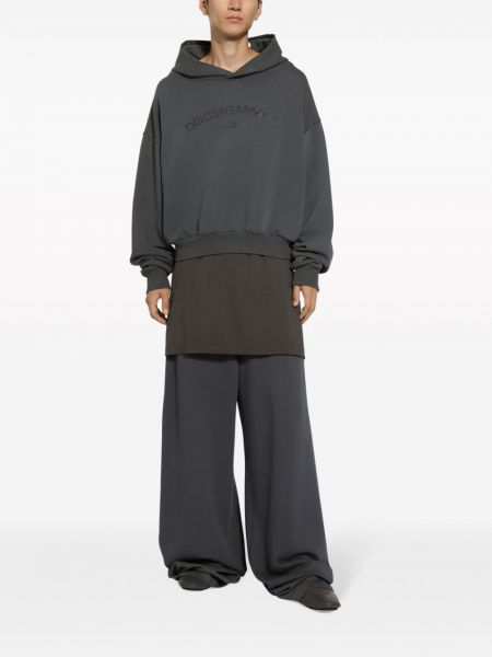 Bluza z kapturem bawełniana z nadrukiem Dolce And Gabbana szara