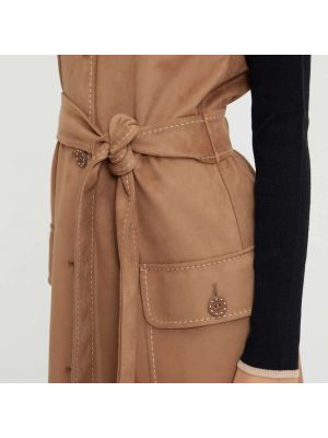 Vestido camisero de cuero de cuero sintético Moschino marrón