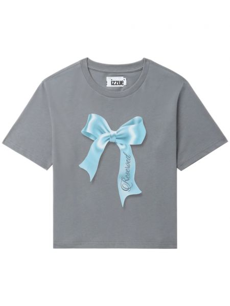 Βαμβακερή μπλούζα με φιόγκο με σχέδιο Izzue γκρι
