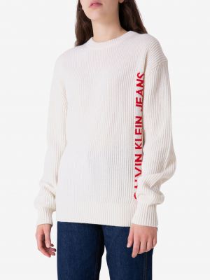 Vlněný svetr Calvin Klein Jeans bílý